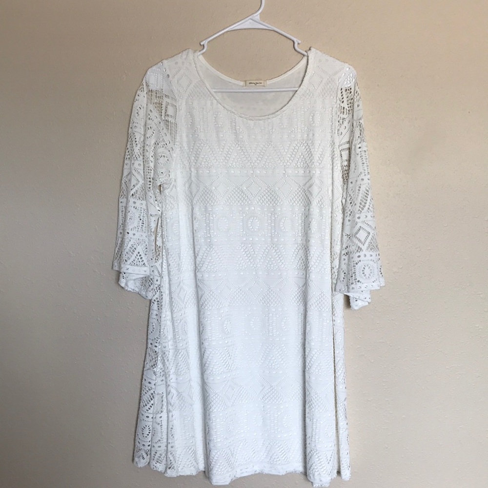 White shift dress